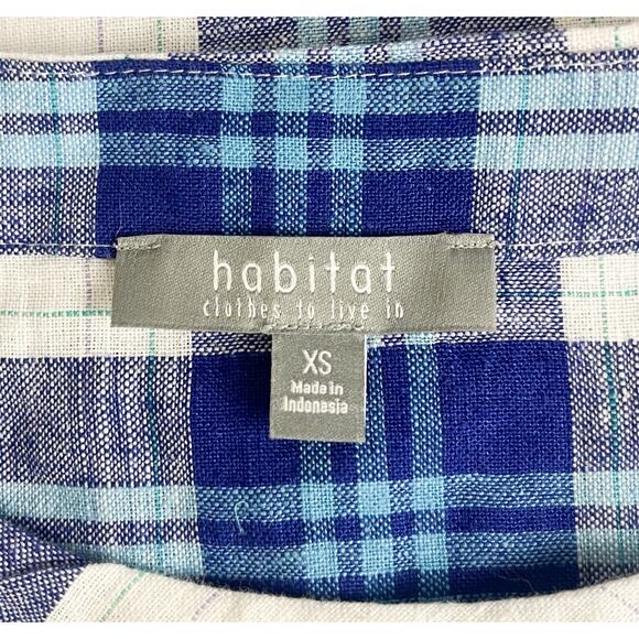 Habitat Clothes to Live In Blue White Plaid Linen Cotton Tunic Top Size XS - Picture 5 of 6